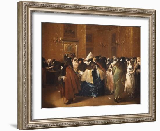 Ladies and Gentlemen in Carnival Costume in the Ridotto, Venice-Francesco Guardi-Framed Giclee Print