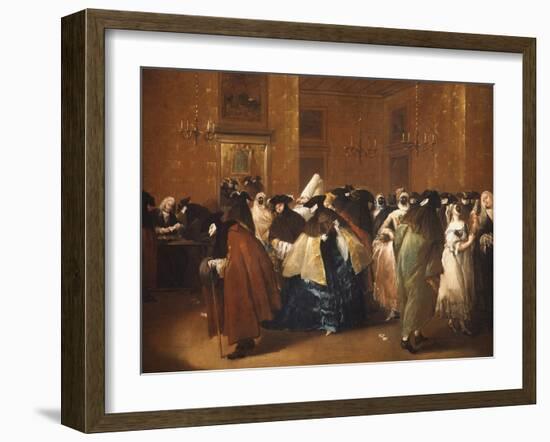 Ladies and Gentlemen in Carnival Costume in the Ridotto, Venice-Francesco Guardi-Framed Giclee Print