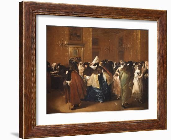 Ladies and Gentlemen in Carnival Costume in the Ridotto, Venice-Francesco Guardi-Framed Giclee Print