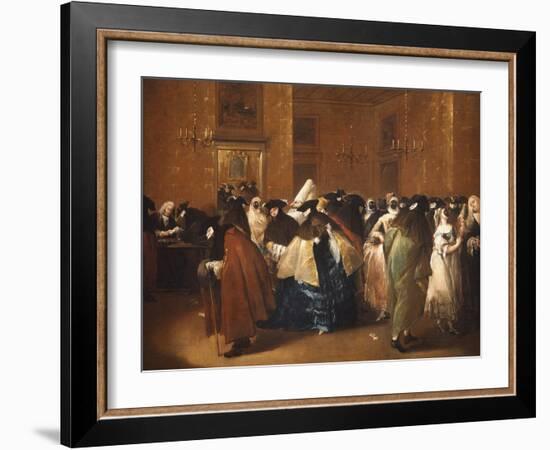 Ladies and Gentlemen in Carnival Costume in the Ridotto, Venice-Francesco Guardi-Framed Giclee Print