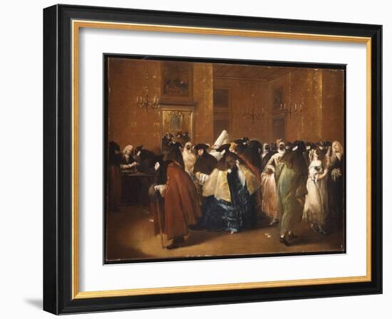 Ladies and Gentlemen in Carnival Costume in the Ridotto, Venice-Guardi-Framed Giclee Print