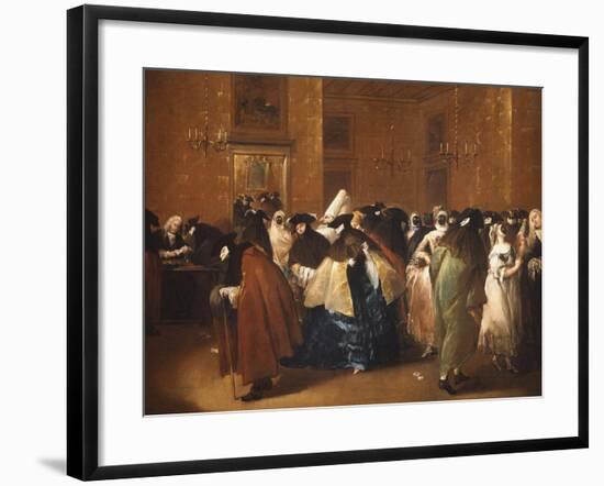 Ladies and Gentlemen in Carnival Costume in the Ridotto, Venice-Francesco Guardi-Framed Giclee Print