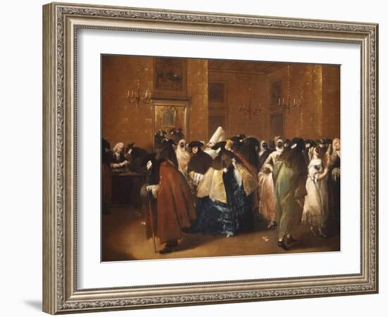 Ladies and Gentlemen in Carnival Costume in the Ridotto, Venice-Francesco Guardi-Framed Giclee Print