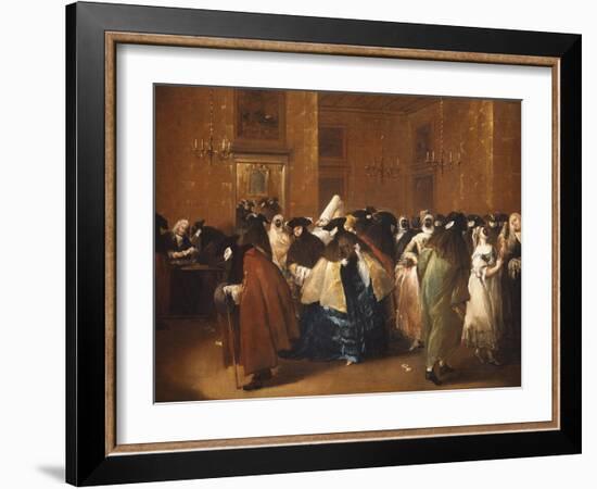 Ladies and Gentlemen in Carnival Costume in the Ridotto, Venice-Francesco Guardi-Framed Giclee Print