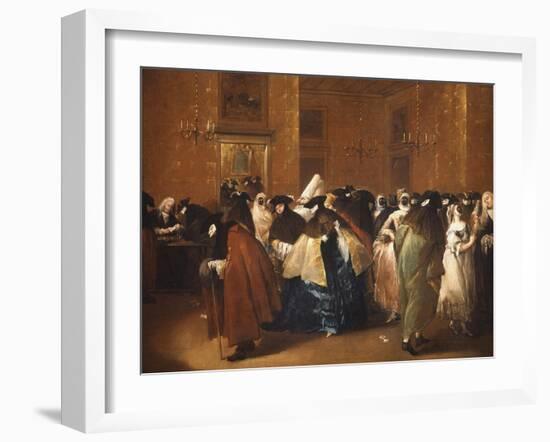 Ladies and Gentlemen in Carnival Costume in the Ridotto, Venice-Francesco Guardi-Framed Giclee Print