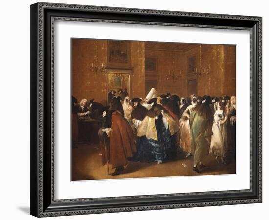 Ladies and Gentlemen in Carnival Costume in the Ridotto, Venice-Francesco Guardi-Framed Giclee Print