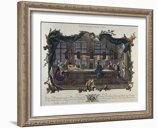 Ladies and Gentlemen Playing Billiards, by Johann Esaias Nilson (1721-1788), Germany, 18th Century-null-Framed Giclee Print