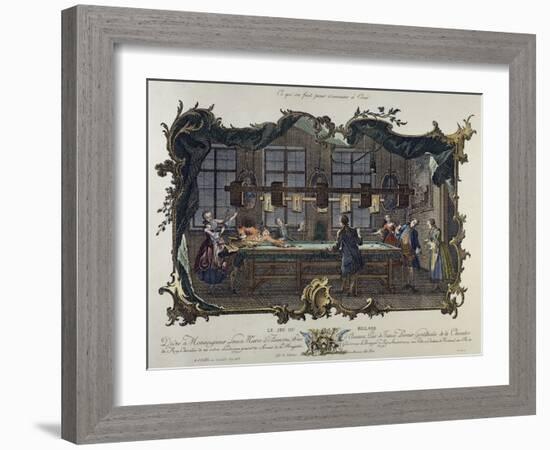 Ladies and Gentlemen Playing Billiards, by Johann Esaias Nilson (1721-1788), Germany, 18th Century-null-Framed Giclee Print