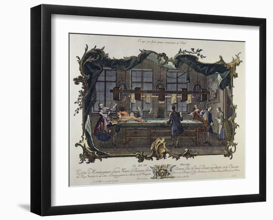 Ladies and Gentlemen Playing Billiards, by Johann Esaias Nilson (1721-1788), Germany, 18th Century-null-Framed Giclee Print