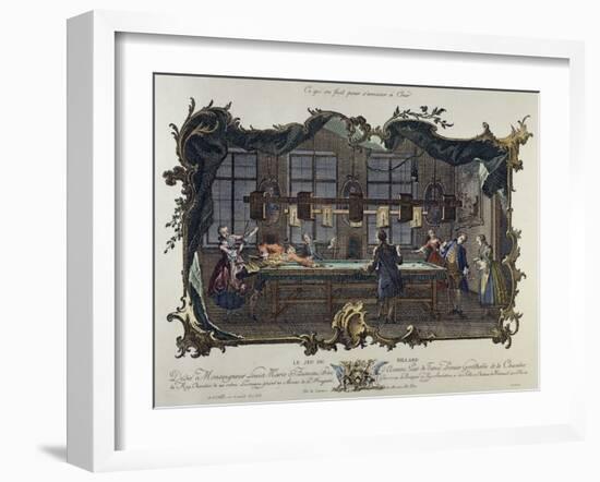 Ladies and Gentlemen Playing Billiards, by Johann Esaias Nilson (1721-1788), Germany, 18th Century-null-Framed Giclee Print