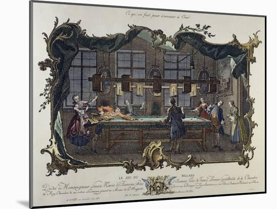 Ladies and Gentlemen Playing Billiards, by Johann Esaias Nilson (1721-1788), Germany, 18th Century-null-Mounted Giclee Print