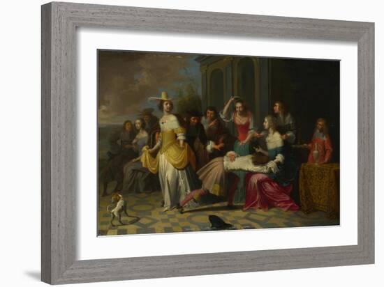 Ladies and Gentlemen Playing La Main Chaude, C. 1655-1665-Hieronymus Janssens-Framed Giclee Print