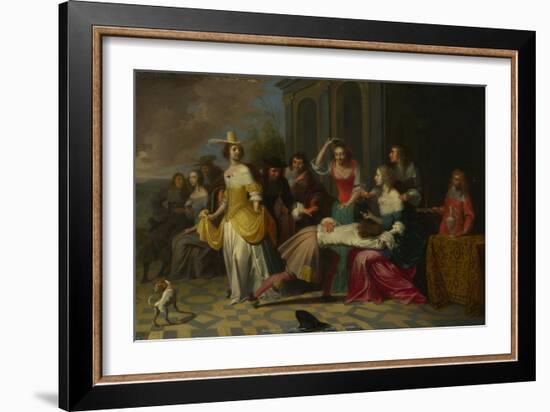 Ladies and Gentlemen Playing La Main Chaude, C. 1655-1665-Hieronymus Janssens-Framed Giclee Print