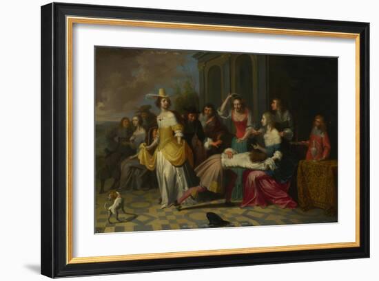 Ladies and Gentlemen Playing La Main Chaude, C. 1655-1665-Hieronymus Janssens-Framed Giclee Print