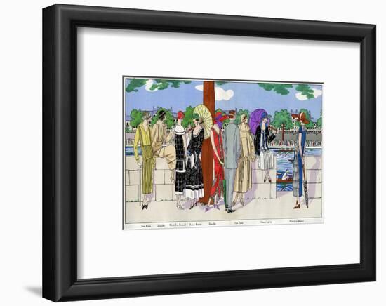 Ladies at a Boat Race in Various Summer Outfits-null-Framed Photographic Print