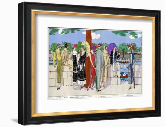 Ladies at a Boat Race in Various Summer Outfits-null-Framed Photographic Print