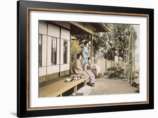 Ladies at Home (Hand Coloured Photo)-Japanese Photographer-Framed Giclee Print