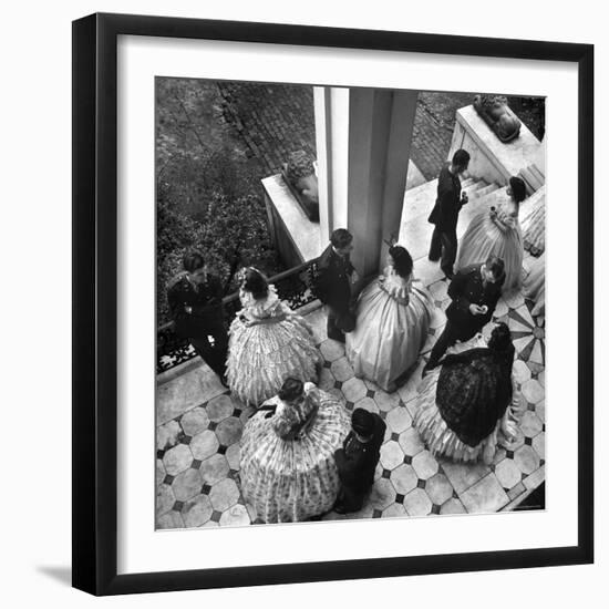 Ladies at Party for Local Army Flying School Cadets serving coffee in Antebellem Mansion, Riverview-Alfred Eisenstaedt-Framed Photographic Print