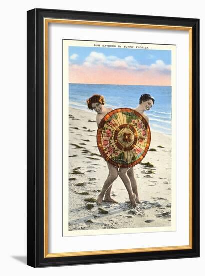 Ladies Behind Parasol, Florida-null-Framed Art Print