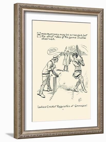 Ladies Cricket Requisites-null-Framed Art Print