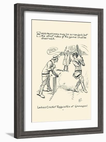 Ladies Cricket Requisites-null-Framed Art Print