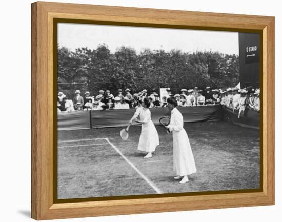 Ladies' Doubles Match at Wimbledon-null-Framed Premier Image Canvas