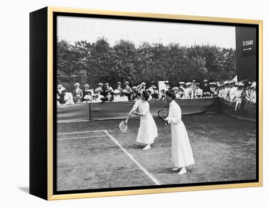 Ladies' Doubles Match at Wimbledon-null-Framed Premier Image Canvas