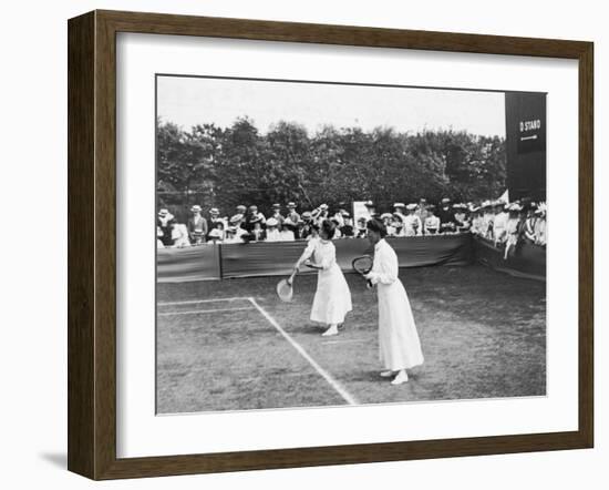Ladies' Doubles Match at Wimbledon-null-Framed Photographic Print