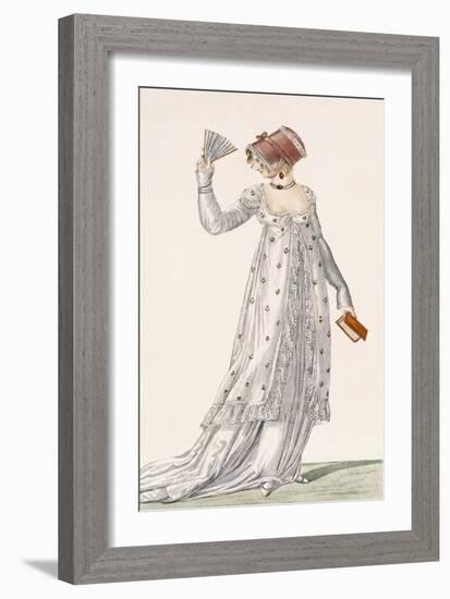 Ladies Evening Dress, Fashion Plate from Ackermann's Repository of Arts, Pub. 1814-English-Framed Giclee Print