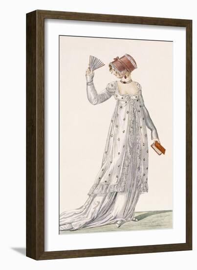 Ladies Evening Dress, Fashion Plate from Ackermann's Repository of Arts, Pub. 1814-English-Framed Giclee Print