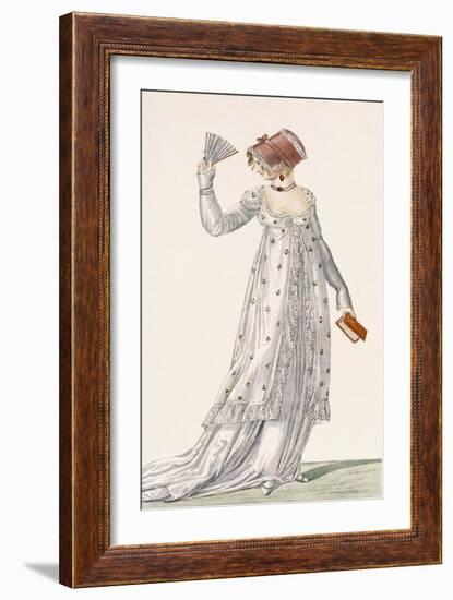 Ladies Evening Dress, Fashion Plate from Ackermann's Repository of Arts, Pub. 1814-English-Framed Giclee Print