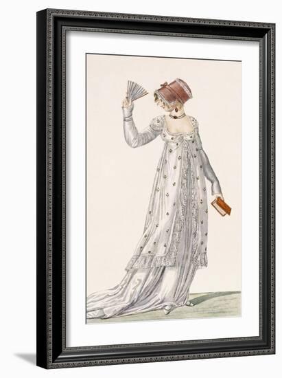 Ladies Evening Dress, Fashion Plate from Ackermann's Repository of Arts, Pub. 1814-English-Framed Giclee Print