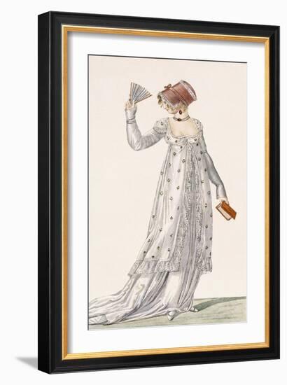 Ladies Evening Dress, Fashion Plate from Ackermann's Repository of Arts, Pub. 1814-English-Framed Giclee Print