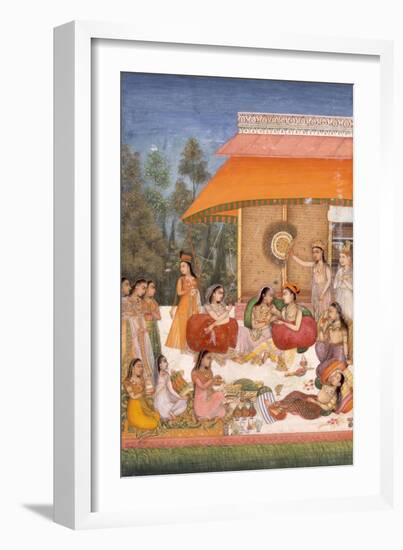 Ladies Feasting and Drinking Wine, India-null-Framed Giclee Print