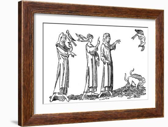 Ladies Hawking, 14th Century-null-Framed Giclee Print