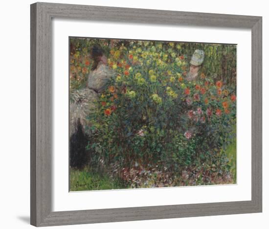 Ladies in Flowers, 1875-Claude Monet-Framed Premium Giclee Print