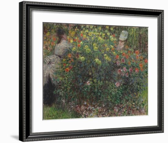 Ladies in Flowers, 1875-Claude Monet-Framed Premium Giclee Print