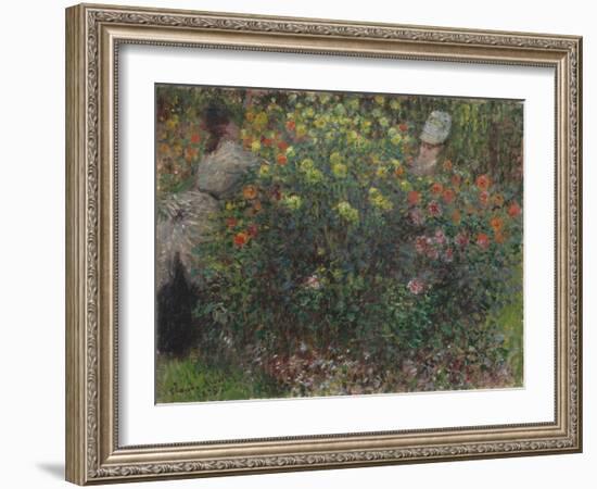 Ladies in Flowers, 1875-Claude Monet-Framed Giclee Print