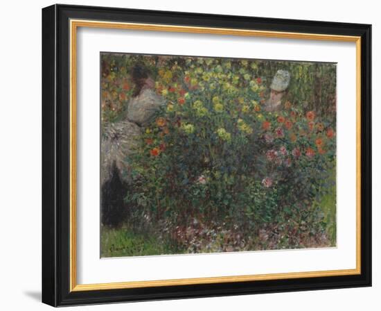 Ladies in Flowers, 1875-Claude Monet-Framed Giclee Print