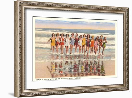 Ladies in Surf, Miami Beach, Florida--Framed Art Print