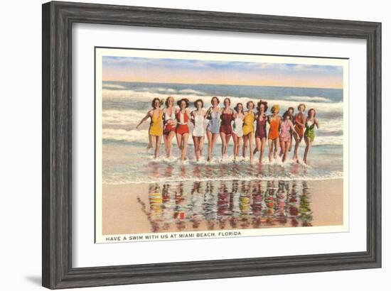 Ladies in Surf, Miami Beach, Florida--Framed Art Print