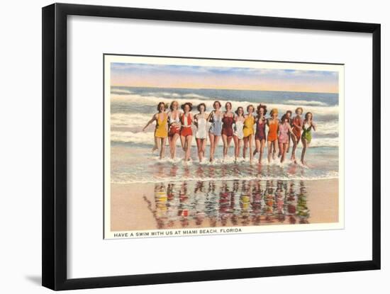 Ladies in Surf, Miami Beach, Florida-null-Framed Art Print