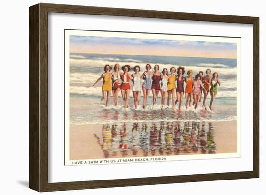 Ladies in Surf, Miami Beach, Florida--Framed Art Print