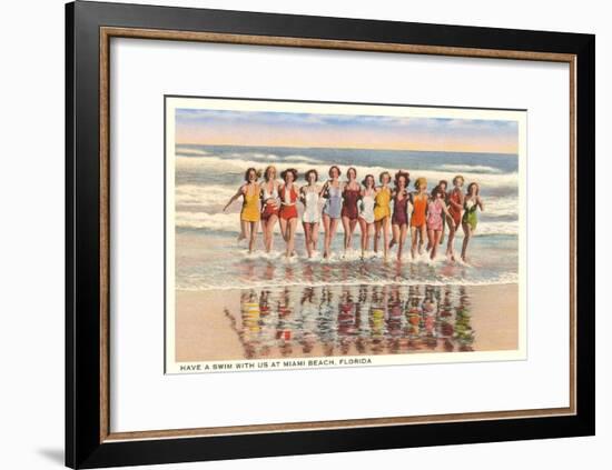 Ladies in Surf, Miami Beach, Florida-null-Framed Art Print