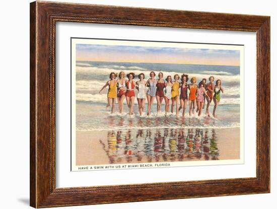 Ladies in Surf, Miami Beach, Florida--Framed Art Print