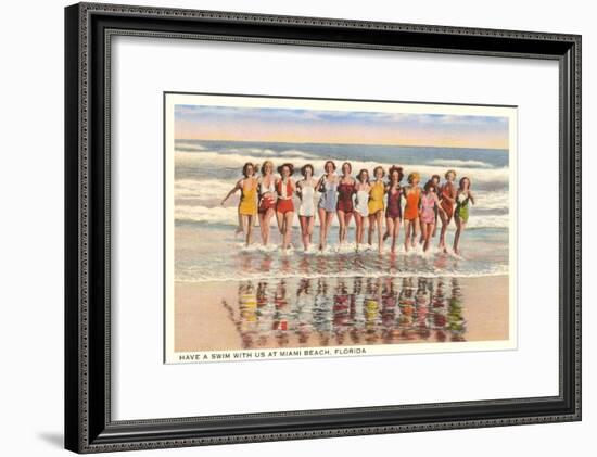 Ladies in Surf, Miami Beach, Florida-null-Framed Art Print