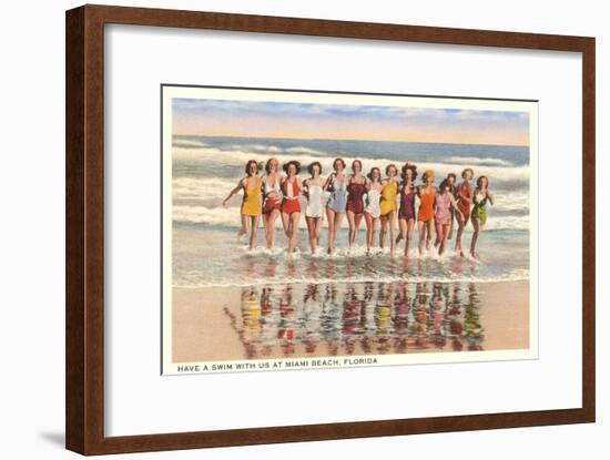 Ladies in Surf, Miami Beach, Florida-null-Framed Art Print