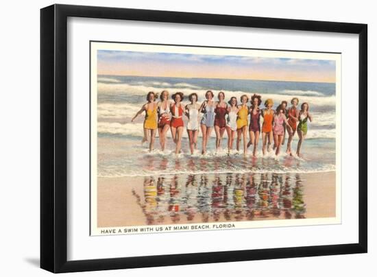 Ladies in Surf, Miami Beach, Florida-null-Framed Art Print