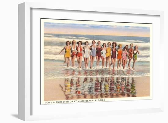 Ladies in Surf, Miami Beach, Florida--Framed Art Print