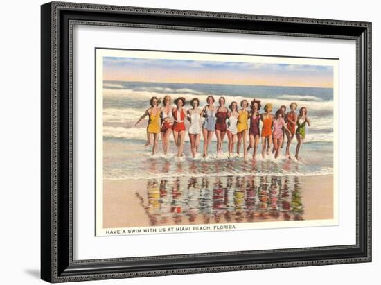 Ladies in Surf, Miami Beach, Florida--Framed Art Print